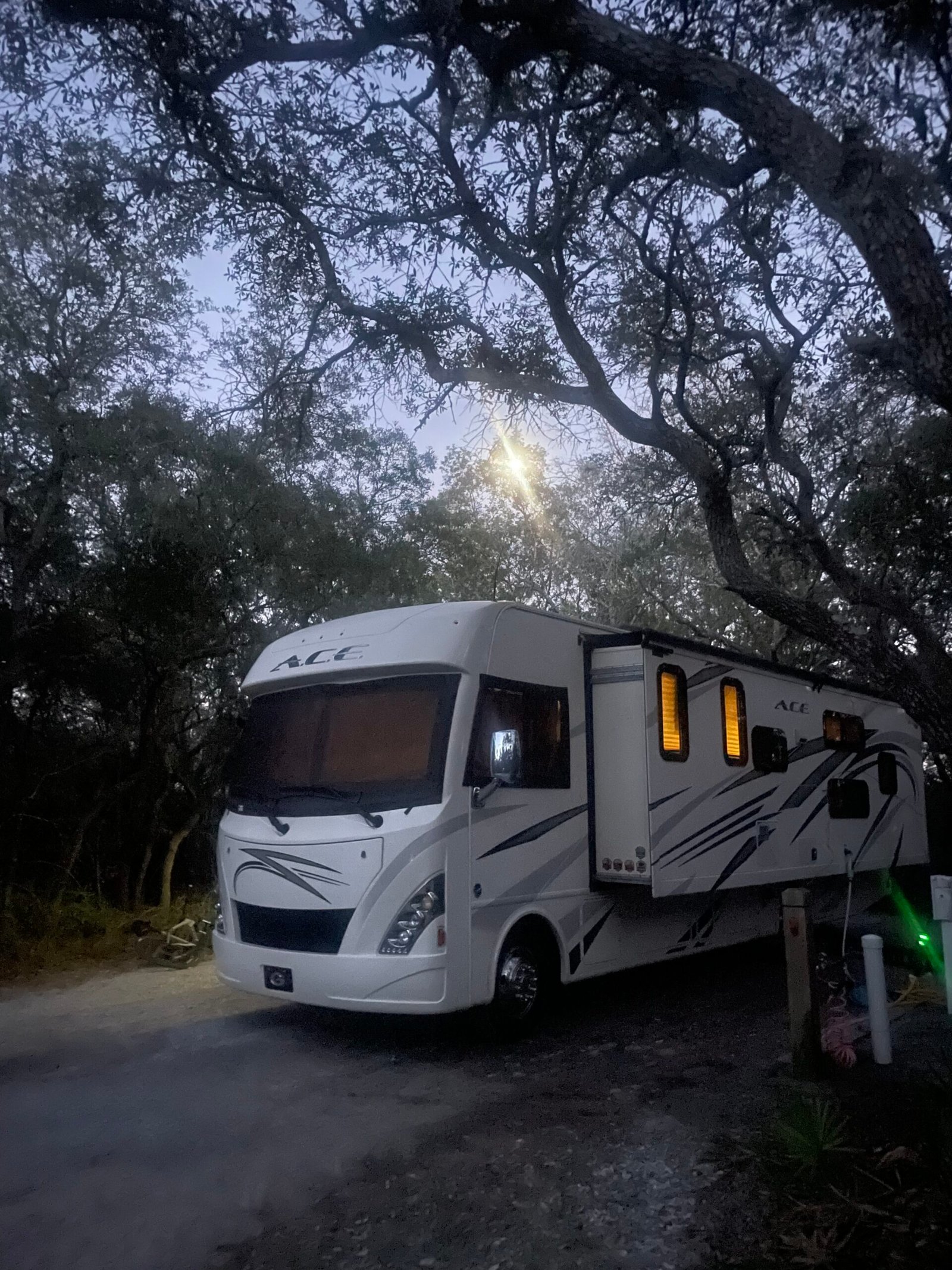 String lights in the trees at Grayton Beach State Park campground