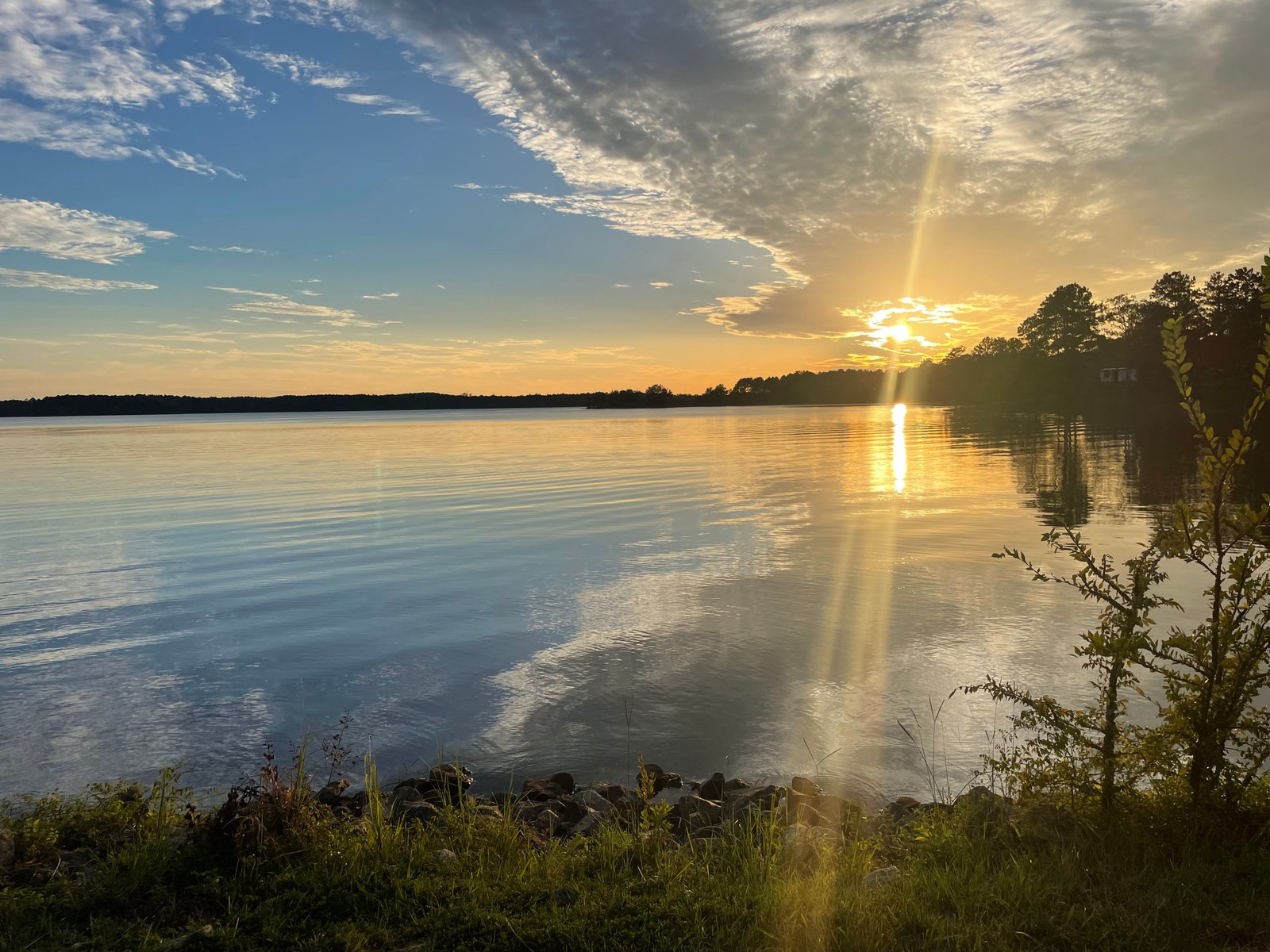 Sunset over Lake Juliette at Dames Ferry State Park Campground