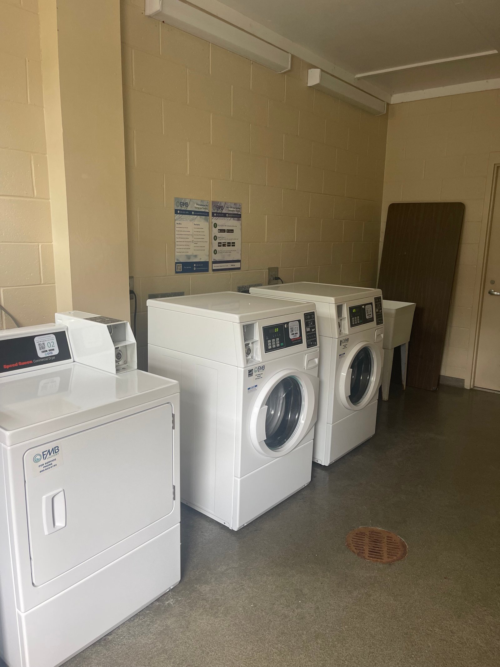 Modern washers and dryers in the Jack Hill State Park campground laundry room